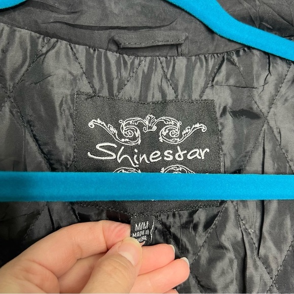 Shinestar Black Anorak Utility Long Line Zip Front Jacket Coat - Picture 6 of 11